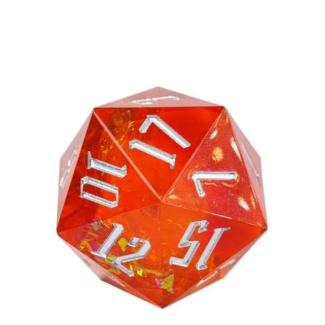 Candy in Orange with Yellow Foil Sharp Resin - D20 RPG Dice