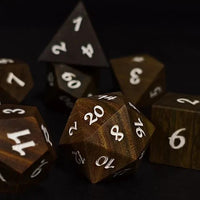 Thumbnail for 7pcs Dice Wooden Walnut White Font Brown