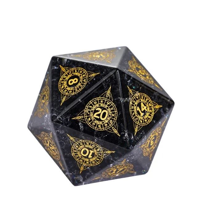 Astrology on Cracked Black Glass - D20 RPG Dice