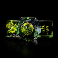 Thumbnail for Wolf in Clear & Green Resin - 7pcs RPG Full Dice Set