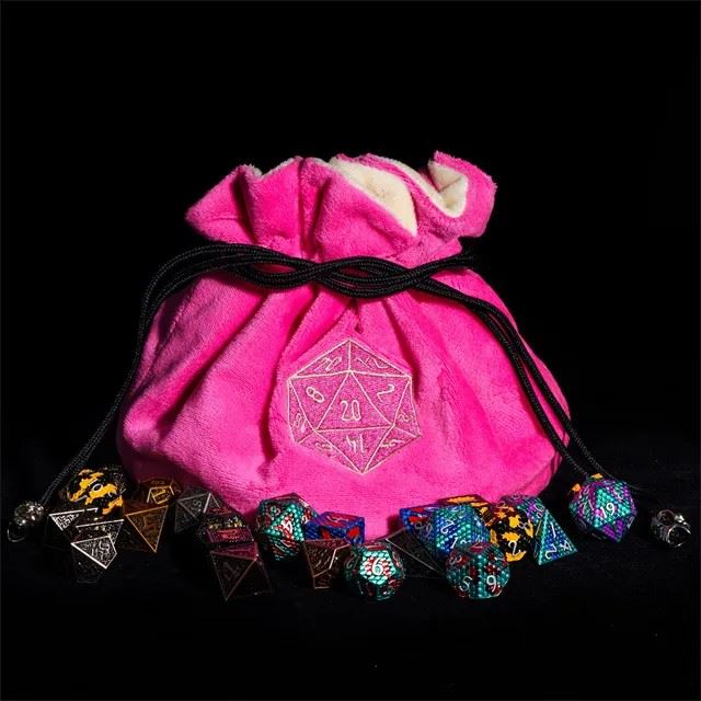 Pink Bag with Compartments - Soft Dice Storage