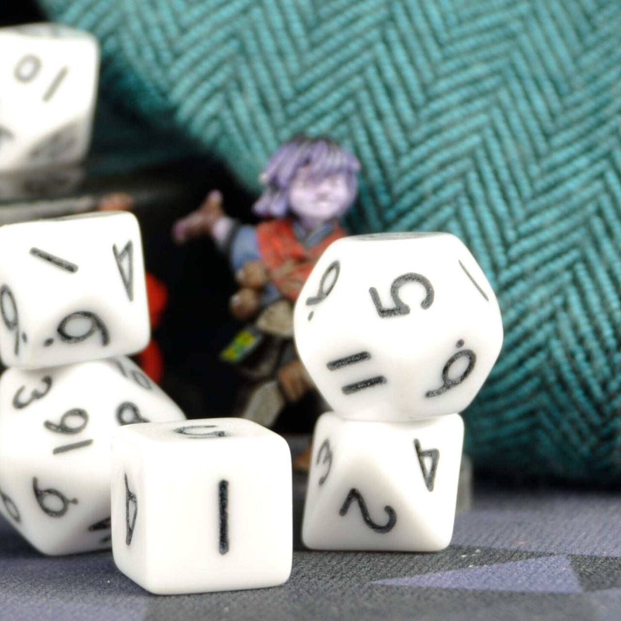 Solid White Acrylic - 7pcs RPG Mini Dice Set