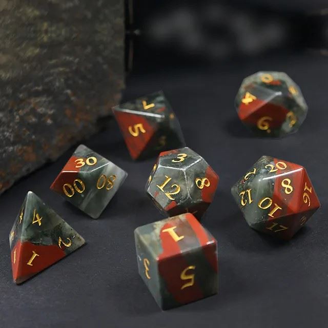 Bloodstone Gemstone - 7pcs RPG Dice Set