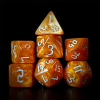 Thumbnail for Orange Silk Acrylic - 7pcs RPG Full Dice Set Dark Stack