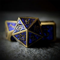 Thumbnail for Glitter Blue Enamel in Bronze Metal - 7pcs RPG Dice Set