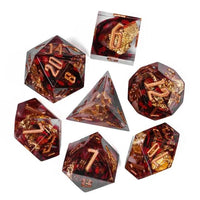 Thumbnail for Foil Feather Black, Red & Clear Filled Sharp Resin - 7pcs RPG Dice Set