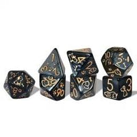 Thumbnail for 7pcs Dice Acrylic Pattern Dogs Gold Font Black