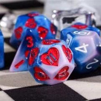 Thumbnail for 7pcs Dice Resin Pattern Hearts Red White Blue