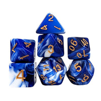 Thumbnail for Blend of White & Royal Blue Acrylic - 7pcs RPG Full Dice Set White Stack