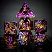 Thumbnail for Foil Feather Black & Clear Filled Sharp Resin - 7pcs RPG Dice Set