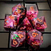 Thumbnail for Candy in Purple & Black with Copper Foil Sharp Resin - 7pcs RPG Dice Set