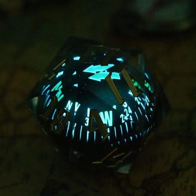 Compass in Clear Liquid Sharp Resin - D20 RPG Dice