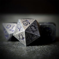 Thumbnail for Silver Metal with Purple Dragon Font - 7pcs RPG Dice Set