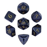 Thumbnail for 7pcs Dice Gem Stone Goldstone Facet Gold Font Blue