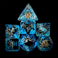 Thumbnail for Helm in Clear & Blue Resin - 7pcs RPG Full Dice Set