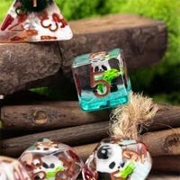 Thumbnail for Dragon Skull in Clear & Cyan Resin - 7pcs RPG Full Dice Set