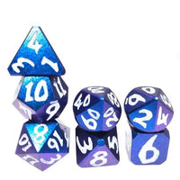 Thumbnail for 7pcs Dice Metal Funky Pearl White Font Purple Blue