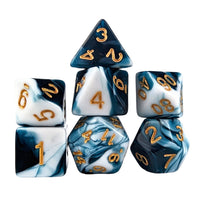 Thumbnail for Blend of White & Blue Acrylic - 7pcs RPG Full Dice Set White Stack