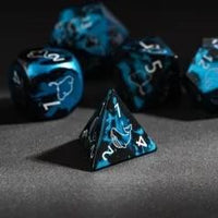 Thumbnail for 7pcs Dice Metal Aluminium White Font Whales Black Blue