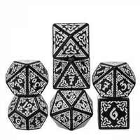 Thumbnail for White Celtic Knot on Black Acrylic - 7pcs RPG Full Dice Set
