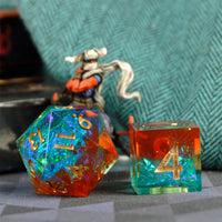 Thumbnail for Candy in Cyan & Orange Sharp Resin - 7pcs RPG Dice Set