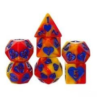 Thumbnail for 7pcs Dice Resin Pattern Hearts Purple Font Yellow Red