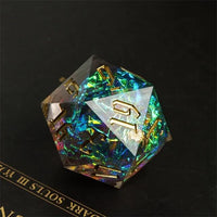 Thumbnail for Candy in Grey & Blue with Silver Foil Sharp Resin - D20 RPG Dice