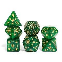 Thumbnail for 7pcs Dice Acrylic Pattern Stars Gold Font Green