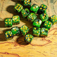 Thumbnail for 12mm Black & Green Acrylic - 10pcs D6 RPG Dice Set