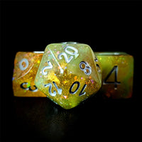 Thumbnail for Glitter in Orange & Cyan Resin - 7pcs RPG Full Dice Set