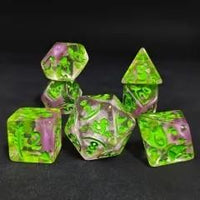 Thumbnail for 7pcs Dice Resin Pattern Duck Green Font Pink Clear