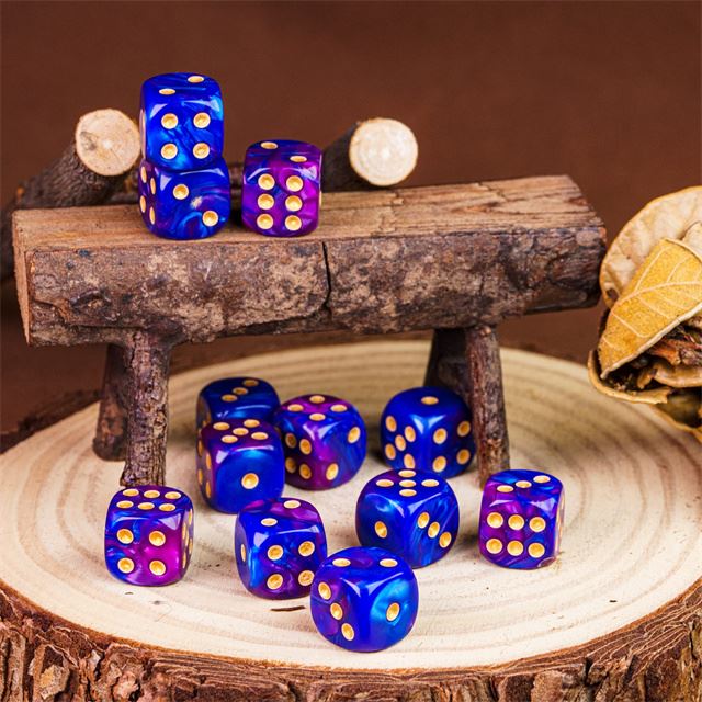 12mm Purple & Blue Acrylic - 10pcs D6 RPG Dice Set