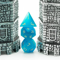 Thumbnail for Sky Blue Cat Eye Gemstone - 7pcs RPG Dice Set