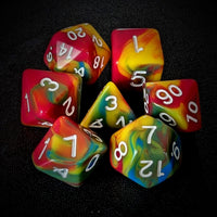 Thumbnail for 7pcs Dice Acrylic Blend White Font Pink Yellow Blue