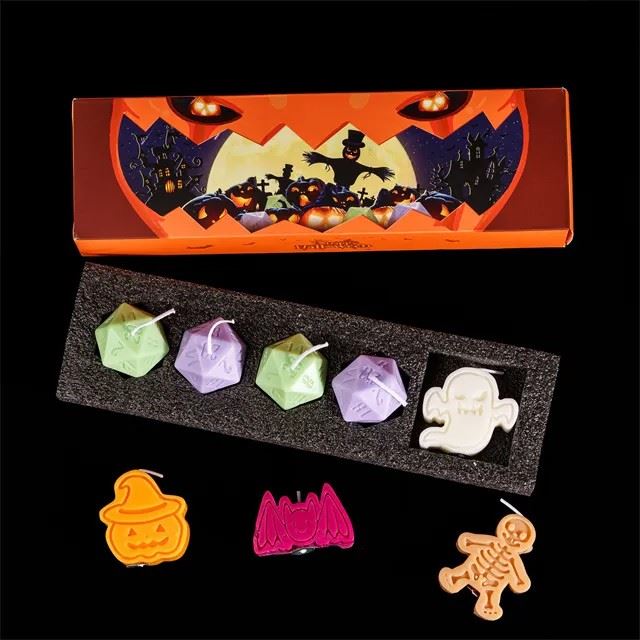 Halloween Green, Purple and Orange Candle Set