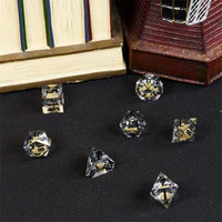 Thumbnail for Gold Glitter in Clear Liquid Filled Sharp Resin - 7pcs RPG Dice Set