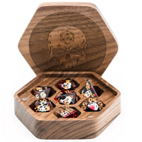 Thumbnail for Skull on Walnut Wood with 7 Slots -  Magnetic Dice Storage