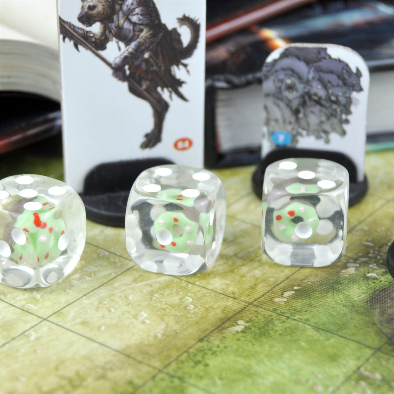 Green Donut in Clear Resin - 6pcs D6 RPG Dice Set