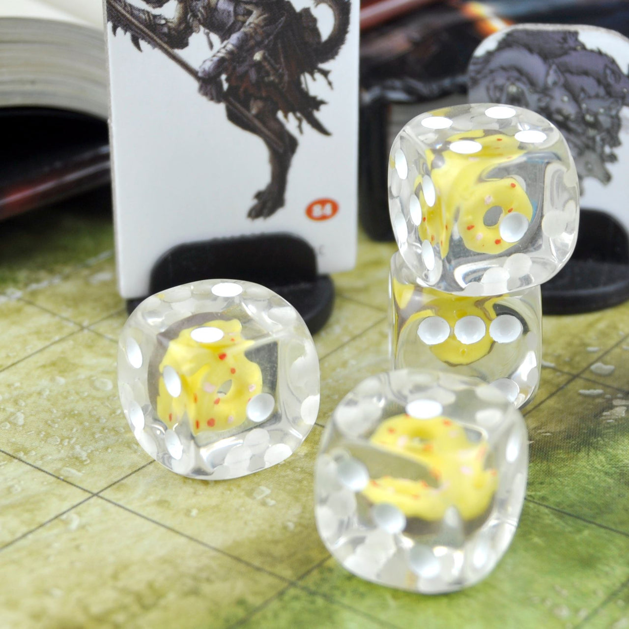 Yellow Donut in Clear Resin - 6pcs D6 RPG Dice Set