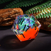 Thumbnail for Candy in Clear & Orange with White Foil Sharp Resin - D20 RPG Dice