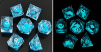 Thumbnail for 7pcs Dice Sharp Filled Liquid Glow White Font Blue