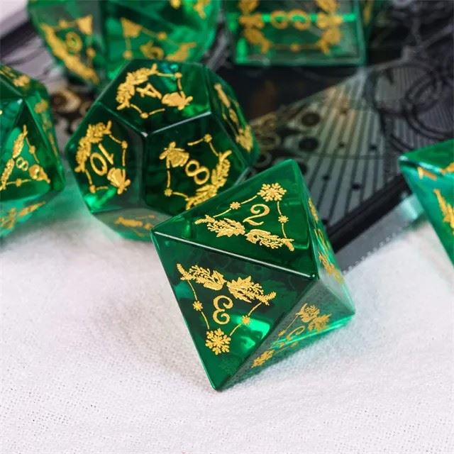 Xmas on Green Glass - 7pcs RPG Dice Set