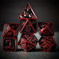 Thumbnail for Black Metal with Red Dragon Font - 7pcs RPG Dice Set