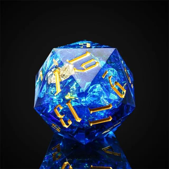 Candy in Blue with White Foil Sharp Resin - D20 RPG Dice