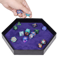 Thumbnail for Purple Velvet & Black PU Leather - Hexagon Lid Dice Tray