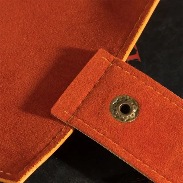 Orange Velvet PU Leather Roll & Tray - Dice Storage