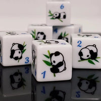 Thumbnail for 16mm White Panda Acrylic  - 6pcs D6 RPG Dice Set