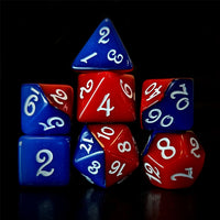 Thumbnail for Blend of Red & Blue Acrylic - 7pcs RPG Full Dice Set Dark Stack