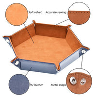 Thumbnail for Camel Velvet & Blue PU Leather - Hexagon Hard Dice Tray