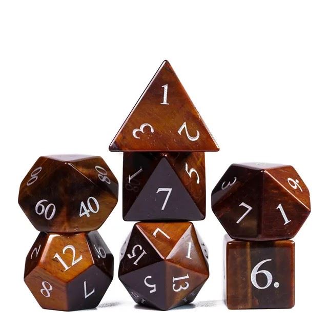 Tigers Eye Gemstone - 7pcs RPG Dice Set